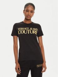 Versace Jeans Couture T-Shirt 77HAHT01 Czarny Regular Fit. Czarne t-shirty Versace Jeans Couture, m, bez wzorów, z bawełny, bez kołnierzyka, bez ramiączek. Za 249.99 zł.