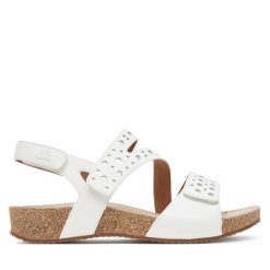 Sandały Josef Seibel. Białe sandały Josef Seibel, bez wzorów, bez obcasa, na płaskiej podeszwie, bez zapięcia. Za 389.99 zł.