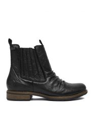Rieker Botki CEO-74855-00 Czarny. Czarne botki Rieker, bez wzorów, ze skóry, bez obcasa, na płaskiej podeszwie, bez zapięcia. Za 439.99 zł.