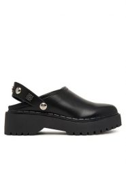 Guess Klapki FLTWNE ELE01 Czarny. Czarne klapki Guess, z aplikacjami, ze skóry, bez obcasa. Za 584.99 zł.