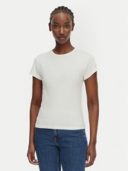 Tommy Hilfiger T-Shirt WW0WW48702 Biały Slim Fit. Białe t-shirty TOMMY HILFIGER, l, bez wzorów, z bawełny, bez kołnierzyka, bez ramiączek. Za 249.99 zł.
