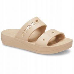 Klapki Dla Dorosłych Crocs Baya Platform. Brązowe klapki Crocs, bez wzorów, z materiału, bez obcasa. Za 139.99 zł.