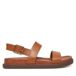 Sandały Aldo. Brązowe sandały Aldo, bez wzorów, bez obcasa, na płaskiej podeszwie, bez zapięcia. Za 259.99 zł.