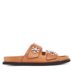 Klapki Tory Burch. Brązowe klapki Tory Burch, bez wzorów, bez obcasa. Za 1,699.00 zł.