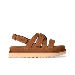 Damskie sandały Ugg W GOLDENSTAR GLEAM 1175122-CHE. Brązowe sandały UGG, bez wzorów, z materiału, z okrągłym noskiem, bez obcasa, bez zapięcia. Za 528.85 zł.