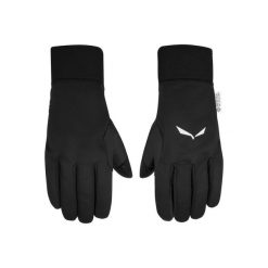 Rękawice softshell Sesvenna Ws Grip. Czarne rękawiczki Salewa, bez wzorów, z gore-texu, sportowe. Za 320.90 zł.
