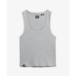 Top koronkowy dla kobiet Superdry Vintage. Szare bielizna sportowa Superdry, bez wzorów, z koronki. Za 103.35 zł.