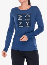 Bluza damska Super.natural Swiss Lodge LS. Niebieskie bluzy super.natural, m, bez wzorów, z materiału, bez kaptura. Za 224.39 zł.