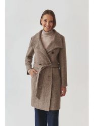TATUUM Wełniany płaszcz "Darkia" w kolorze jasnobrązowym rozmiar: 44. Brązowe płaszcze Tatuum, bez wzorów, z tkaniny, bez kaptura. Za 413.35 zł.