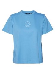 Vero Moda Koszulka w kolorze niebieskim rozmiar: XS. Niebieskie bluzki Vero Moda, xs, bez wzorów, z bawełny, bez kołnierzyka, bez ramiączek. Za 57.20 zł.