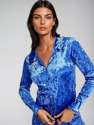 Monki Bluzka w kolorze niebieskim rozmiar: XL. Niebieskie bluzki Monki, xl, bez wzorów, bez kołnierzyka, bez ramiączek. Za 44.09 zł.
