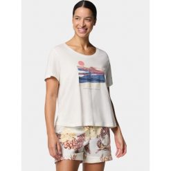 Koszulka bawełniana damska Columbia Ruby Springs Graphic Scoop Neck S/S. Białe koszulki sportowe Columbia, bez wzorów, z bawełny, bez ramiączek. Za 91.99 zł.