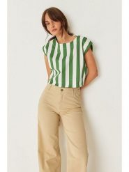 SKFK Spodnie "Ainhize" w kolorze beżowym rozmiar: 44. Brązowe spodnie materiałowe SKFK, bez wzorów, z bawełny, z podwyższonym stanem. Za 295.99 zł.