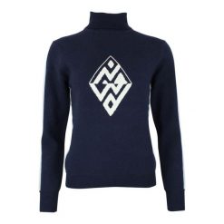 Damski sweter z golfem Peak Mountain Aglae. Niebieskie golfy Peak Mountain, bez wzorów, bez ramiączek. W wyprzedaży za 293.50 zł.