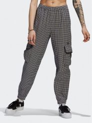 Adidas Spodnie materiałowe Gingham HB9456 Czarny Loose Fit. Czarne spodnie materiałowe Adidas, bez wzorów, z materiału. Za 159.99 zł.