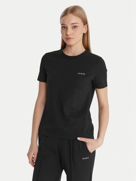 Guess T-Shirt V6RI07 J1314 Czarny Regular Fit. Czarne t-shirty Guess, s, z aplikacjami, z bawełny, bez kołnierzyka, bez ramiączek. Za 159.99 zł.