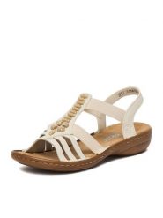 Rieker Sandały CEO-60806-80 Écru. Sandały Rieker, bez wzorów, ze skóry, bez obcasa, na płaskiej podeszwie, bez zapięcia. Za 269.99 zł.
