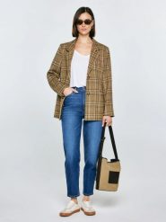 Marynarka damska w kratę Galani 601. Czerwone marynarki i żakiety Big Star, l, bez wzorów, z jeansu, klasyczne. Za 359.99 zł.