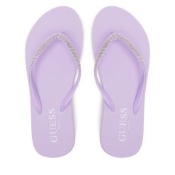 Japonki Guess. Fioletowe klapki Guess, z aplikacjami, bez obcasa. Za 129.99 zł.