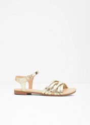 Sandały. Żółte sandały bonprix, bez wzorów, bez obcasa, bez zapięcia. Za 114.99 zł.