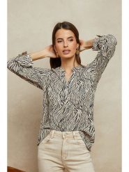 Plume Bluzka "Yohel" w kolorze beżowo-czarnym rozmiar: XL. Brązowe bluzki Plume, xl, bez wzorów, bez kołnierzyka, bez ramiączek. Za 150.37 zł.