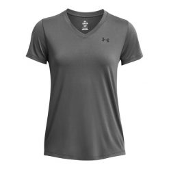 Damski jersey v-neck Under Armour Solid. Czarne koszulki sportowe Under Armour, bez wzorów, z jersey, bez ramiączek. Za 186.50 zł.