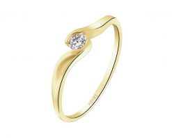 Pierścionek z żółtego złota brylantem - 0,10 ct - próba 585. Żółte pierścionki Apart, z brylantem, złote. W wyprzedaży za 1,813.00 zł.