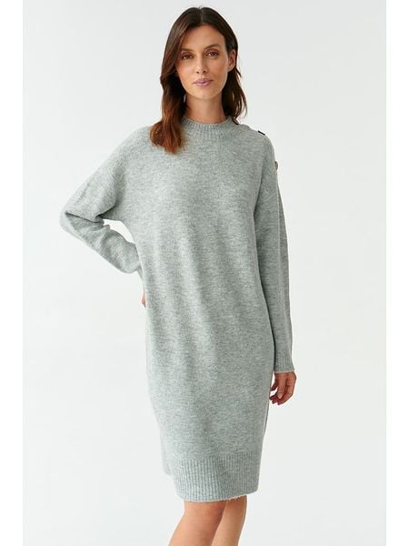 TATUUM Sukienka dzianinowa w kolorze szarym rozmiar: S. Szare sukienki Tatuum, na co dzień, s, bez wzorów, z dzianiny, bez kołnierzyka, bez ramiączek, midi, proste. Za 131.43 zł.
