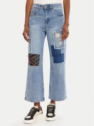 Desigual Jeansy Patches 25WWDD20 Niebieski Wide Leg. Niebieskie jeansy Desigual, bez wzorów. Za 489.99 zł.
