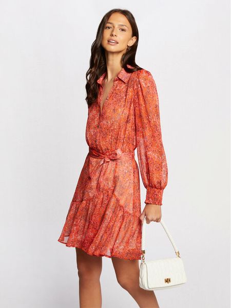 Morgan Sukienka letnia 241-ROLIX.F Pomarańczowy Regular Fit. Brązowe sukienki Morgan, na lato, bez wzorów, z syntetyku, bez kołnierzyka, bez ramiączek. Za 449.99 zł.