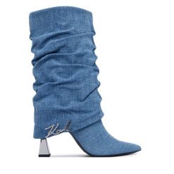 Kozaki KARL LAGERFELD. Niebieskie kozaki KARL LAGERFELD, bez obcasa, na słupku, bez zapięcia. Za 1,209.00 zł.