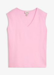 T-shirt z dekoltem w serek z czystej bawełny organicznej. Czarne t-shirty bonprix, uniwersalny, bez wzorów, z bawełny, bez kołnierzyka, bez ramiączek. Za 44.99 zł.
