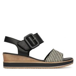 Sandały Remonte. Żółte sandały Remonte, bez wzorów, bez obcasa, na płaskiej podeszwie, bez zapięcia. Za 379.99 zł.