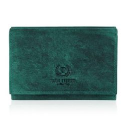 Portfel skórzany vintage PAOLO PERUZZI zielony T-33-GR. Zielone portfele PAOLO PERUZZI, bez wzorów, ze skóry. Za 69.99 zł.