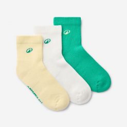 Skarpety do kostki Elementals 3 pary. Białe skarpety DECATHLON, bez wzorów, z bawełny. Za 39.99 zł.