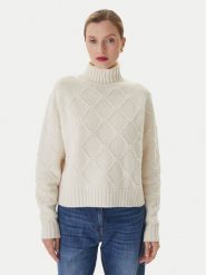 Elisabetta Franchi Sweter MK-55T-57E2 Biały Regular Fit. Białe swetry Elisabetta Franchi, bez wzorów, z wełny, bez ramiączek. Za 1,819.00 zł.