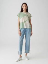 OPUS Koszulka "Samelie" w kolorze kremowo-jasnozielonym rozmiar: 40. Zielone bluzki Opus, bez wzorów, bez kołnierzyka, bez ramiączek. Za 122.96 zł.