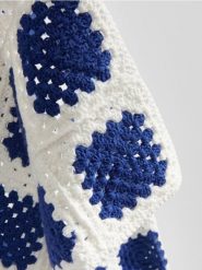Wzorzysty kardigan handmade - niebieski. Niebieskie kardigany Reserved, bez wzorów, z bawełny. Za 299.99 zł.