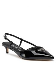 Guess Sandały Jesson FLPJES PAT05 Czarny. Czarne sandały Guess, z aplikacjami, z lakierowanej skóry, bez obcasa, na szpilce, bez zapięcia. Za 419.99 zł.