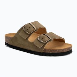 Klapki damskie Scholl Josephine Suede. Zielone klapki Scholl, bez wzorów, z materiału, bez obcasa. Za 309.99 zł.