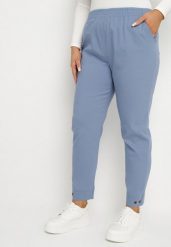Niebieskie Spodnie z Wiskozą z Gumką w Talii i Aplikacjami przy Nogawkach Stellorie. Niebieskie spodnie materiałowe Born2be, na co dzień, plus size, z aplikacjami, z jeansu, plus size. Za 64.99 zł.