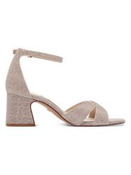 S.Oliver Sandały w kolorze beżowym na obcasie rozmiar: 38. Brązowe sandały S.Oliver, bez wzorów, z otwartym noskiem, bez obcasa, na koturnie, bez zapięcia. Za 117.13 zł.