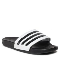 Klapki adidas. Białe klapki Adidas, bez wzorów, bez obcasa. Za 129.99 zł.