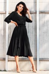 Casualowa Midi Sukienka - Czarna. Czarne sukienki Awama, l, bez wzorów, z elastanu, wizytowe, bez kołnierzyka, bez ramiączek, midi. Za 286.90 zł.