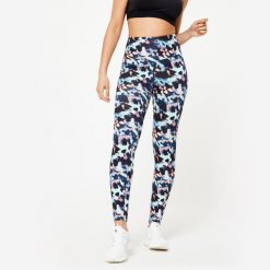 Legginsy fitness damskie Domyos. Legginsy NYAMBA, l, bez wzorów, z bawełny, z podwyższonym stanem. Za 119.99 zł.