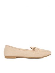 DeeZee Lordsy LE601-42 Beżowy. Brązowe lordsy DeeZee, bez wzorów, z materiału, bez obcasa, bez zapięcia. Za 79.99 zł.