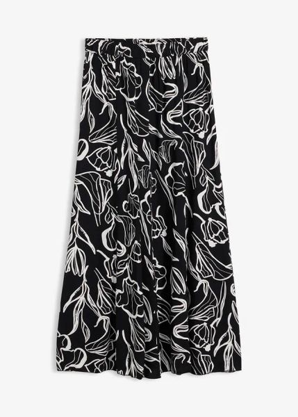 Spódnica maxi z kreszowanej wiskozy. Czarne spódnice bonprix, bez wzorów, z wiskozy, maxi. Za 124.99 zł.
