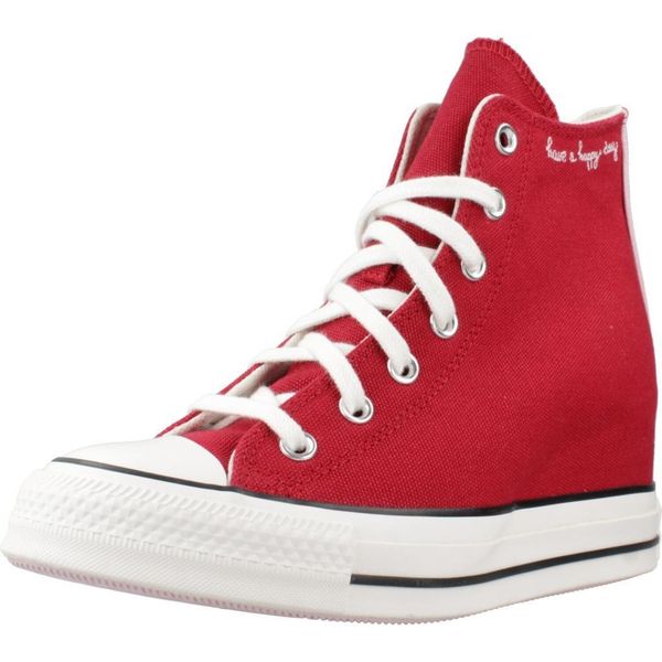 Buty CONVERSE CHUCK TAYLOR ALL STAR WEDGE Bordeaux. Czerwone obuwie domowe Converse, bez wzorów, z tkaniny, bez zapięcia. Za 386.99 zł.