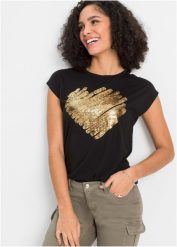 T-shirt z mieszanki wiskozy. Czarne t-shirty bonprix, bez wzorów, z wiskozy, bez kołnierzyka, bez ramiączek. Za 54.99 zł.