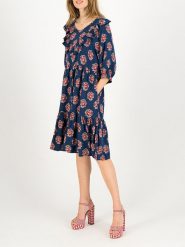 Blutsgeschwister Sukienka "Fabala di Farfalla" w kolorze granatowo-czerwonym ze wzorem rozmiar: L. Niebieskie sukienki Blutsgeschwister, na imprezę, l, bez wzorów, z wiskozy, klasyczne, bez kołnierzyka, bez ramiączek, mini. Za 187.96 zł.